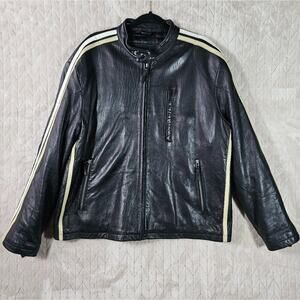 VTG Charles Klein Leather Moto Jacket Mens XL 90s Piping Soft Streetwear Retro